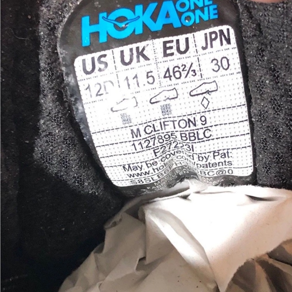 HOKA Black Clifton 9 Triple Black Running Shoes Men’s - Picture 8 of 9